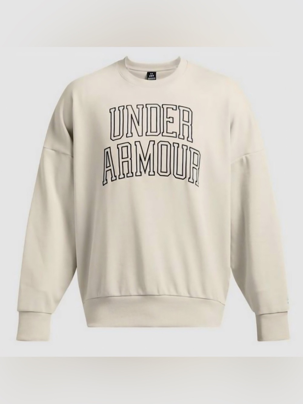 NWOT Under Armour Cream Pullover Sweatshirt with Black Outline Logo